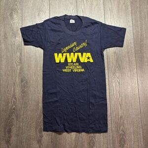 Vintage Wwva Country Music Radio 1980s Blue Shirt Wheeling West Medium Arrow